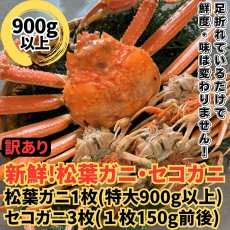 画像1: 訳あり！松葉ガニ・セコガニ夫婦セット【松葉ガニ(特大・1枚)＆セコガニ(中・3枚)】 (1)